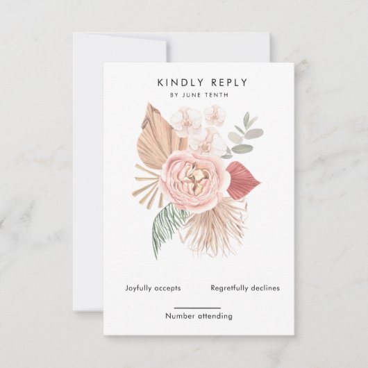 tropische bohemische blauwe Verticale RSVP-kaart RSVP Kaartje (Voorkant)