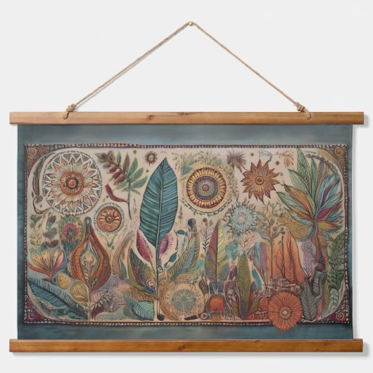 Tropische Boho Art Panel muur opknoping Hangend Wandkleed (Voorkant)