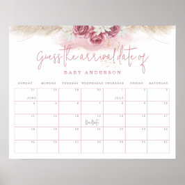 Tropische Boho Baby Shower Raad de Aankomstdatum Poster