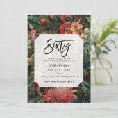 Tropische boho bloemenfeest 60e verjaardag kaart (Staand voorkant)