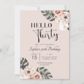 Tropische Boho Bloemige Hallo Dertig Verjaardag Kaart (Voorkant)