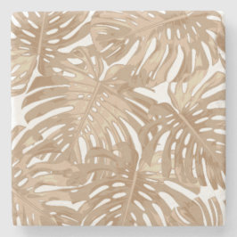 Tropische Boho Brown Beach Oerwoud bladeren Stenen Onderzetter