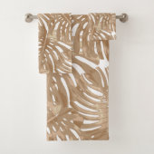 Tropische Boho bruine Oerwouden bladeren Bad Handdoek (Insitu)