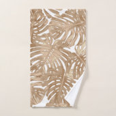 Tropische Boho bruine Oerwouden bladeren Bad Handdoek (Handdoek)
