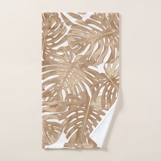 Tropische Boho bruine Oerwouden bladeren Bad Handdoek (Handdoek)