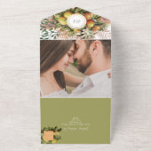 Tropische Boho Citroen Oranje bruiloft All In One Uitnodiging (Buitenkant)