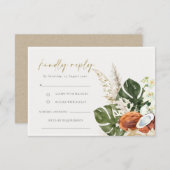 Tropische Boho Coconuts Orchids Palm Wedding RSVP Informatiekaartje (Voorkant / Achterkant)
