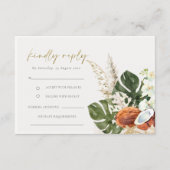 Tropische Boho Coconuts Orchids Palm Wedding RSVP Informatiekaartje (Voorkant)