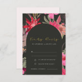 Tropische Boho Dark Red Pink Floral Weddenschap RS Informatiekaartje (Voorkant / Achterkant)