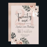 Tropische Boho Floral 21 verjaardag Kaart<br><div class="desc">Tropische Boho Floral 21 verjaardag uitnodiging</div>