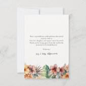 Tropische Boho Floral bruiloft bedankkaart (Achterkant)