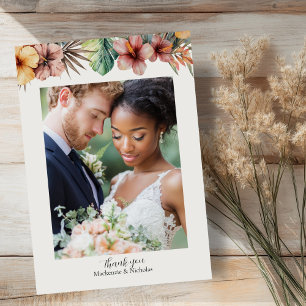 Tropische Boho Floral bruiloft bedankkaart