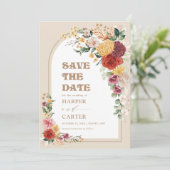 Tropische Boho Floral Pampas Grass Save the Date (Staand voorkant)