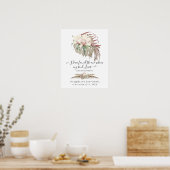 Tropische Boho Floral White Orchid Foliage Weddens Poster (Keuken)