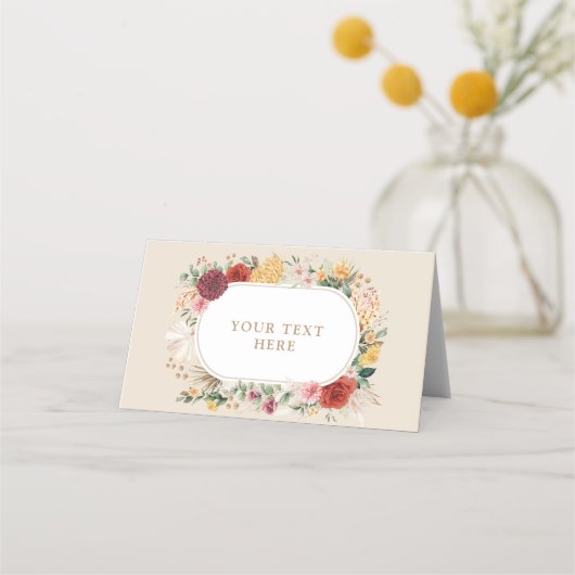  tropische Boho Flower Wedding Guest Names Plaatskaartje (Voorkant)