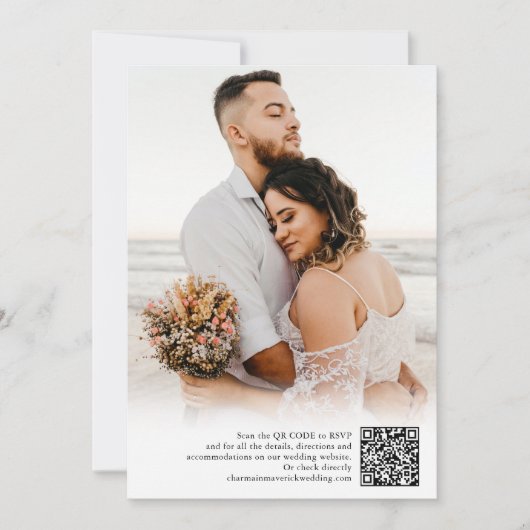 Tropische Boho gedroogde bloem | Foto QR code Brui Kaart (Voorkant)