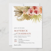 Tropische Boho gedroogde bloem | Foto QR code Brui Kaart (Achterkant)