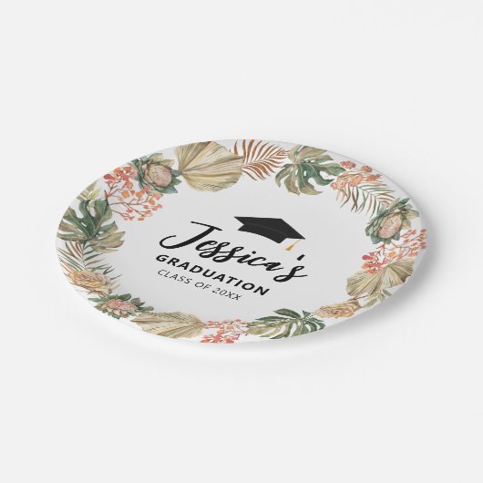 Tropische Boho gedroogde palmbladeren Krans Afstud Papieren Bordje (Gekanteld)