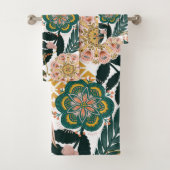 Tropische Boho Groene Bloemen Bad Handdoek (Insitu)