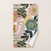 Tropische Boho Groene Bloemen Bad Handdoek (Handdoek)