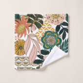 Tropische Boho Groene Bloemen Bad Handdoek (Wasdoekje)