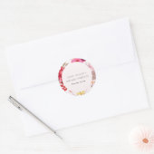 Tropische Boho Lively Red Blush Floral Wedding Ronde Sticker (Envelop)