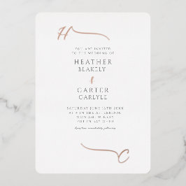 Tropische Boho Modern Initiaal Folie Uitnodiging