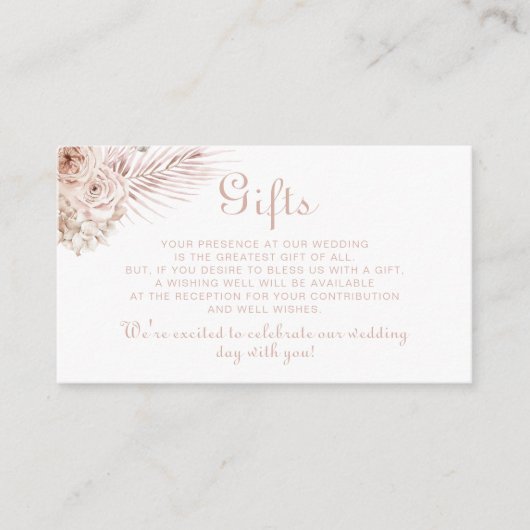 Tropische Boho Palm laat Rozen Huwelijkscadeaus Informatiekaartje (Voorkant)