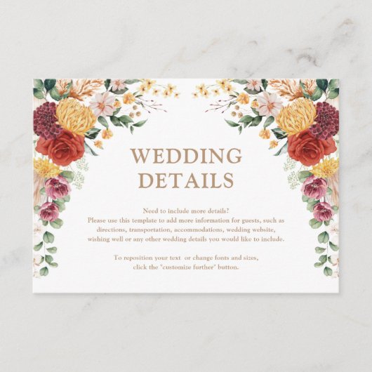 Tropische Boho Pampas Flower Garden Weddenschap De Informatiekaartje (Voorkant)