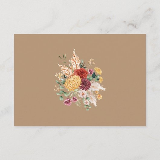 Tropische Boho Pampas Flower Garden Weddenschap De Informatiekaartje (Achterkant)