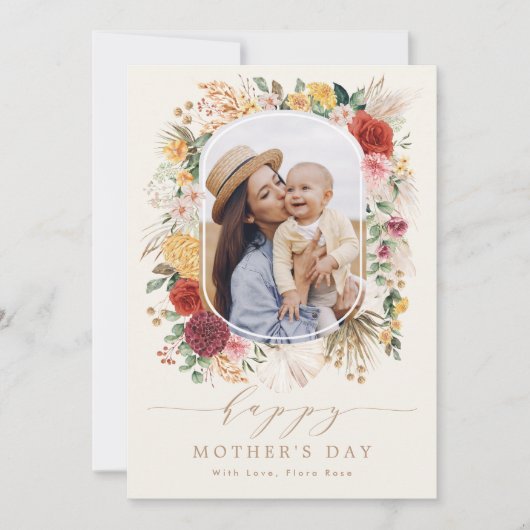 Tropische Boho Pampas Flower Moederdag Kaart (Voorkant)