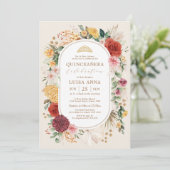 Tropische Boho Pampas Flower Quinceañera Birthday Kaart (Staand voorkant)