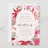 Tropische Boho Red Blush Floral Wedding Invite Bedankkaart (Voorkant)