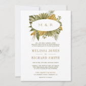 Tropische Boho reed met palmbladeren in één bruilo Kaart (Voorkant)