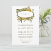 Tropische Boho reed met palmbladeren in één bruilo Kaart (Staand voorkant)