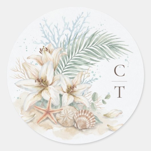 Tropische Boho-strandbruiloft Ronde Sticker (Voorkant)
