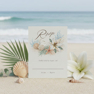 Tropische Boho-strandbruiloft RSVP Kaartje