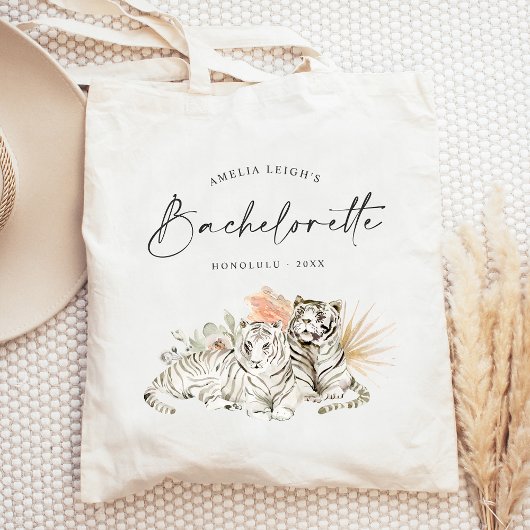 Tropische Boho Tigers Bachelorette Bruidsmeisje Tote Bag