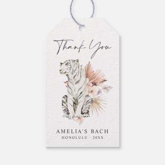 Tropische Boho Tigers Dank u Cadeaulabel (Achterkant)