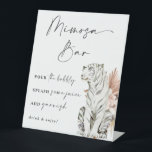 Tropische Boho Tigers Mimosa Bar Reclamebord Met Voetstuk<br><div class="desc">Dit schattige tropisch geïnspireerde ontwerp versierd met boho bloemen en tijgers is ideaal voor een leuk feest!</div>