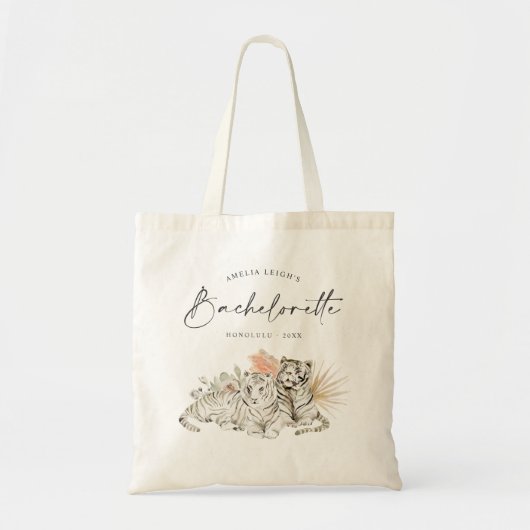 Tropische Boho Tijgers Bachelorette Ere-juffrouw Tote Bag (Voorkant)
