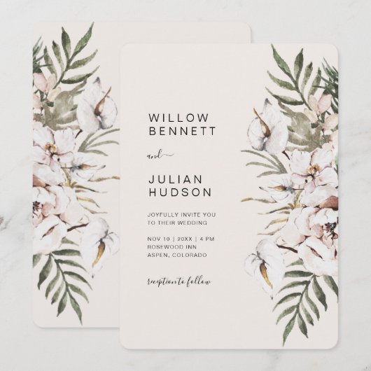 Tropische boho trouwt allemaal in één keer kaart (Voorkant / Achterkant)