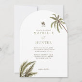Tropische Boho Waterverf Palm Tree bruiloft Kaart (Voorkant)