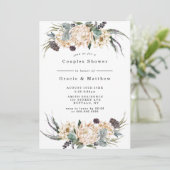 Tropische Boho White Protea Couples Shower Invites (Staand voorkant)