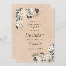 Tropische Boho White Protea Engagement Party Invit