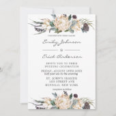 Tropische Boho White Protea Floral Wedding Invitat Kaart (Voorkant)