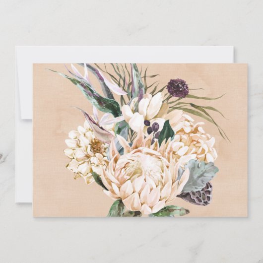 Tropische Boho White Protea repesal Dinner Invita Kaart (Achterkant)