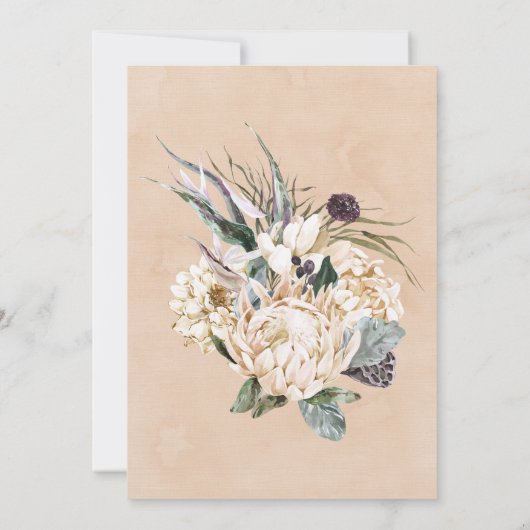 Tropische Boho White Protea Wedding Shower nodigt  (Achterkant)