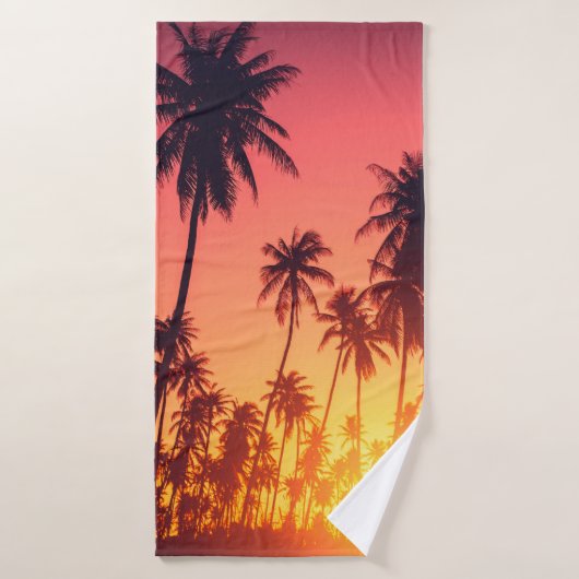 Tropische bomen zonsondergang badhanddoek (Badhanddoek)