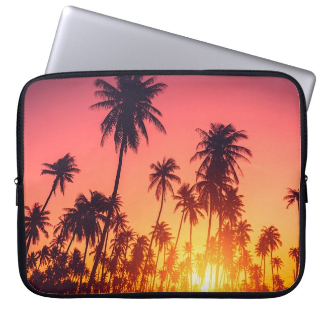 Tropische bomen zonsondergang laptop sleeve (Voorkant)